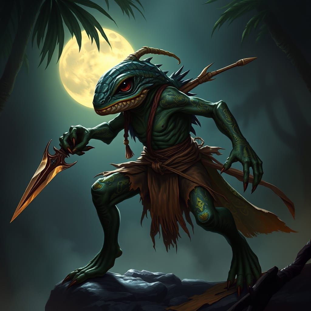 Mystical Murloc Warrior in Dark Fantasy Style