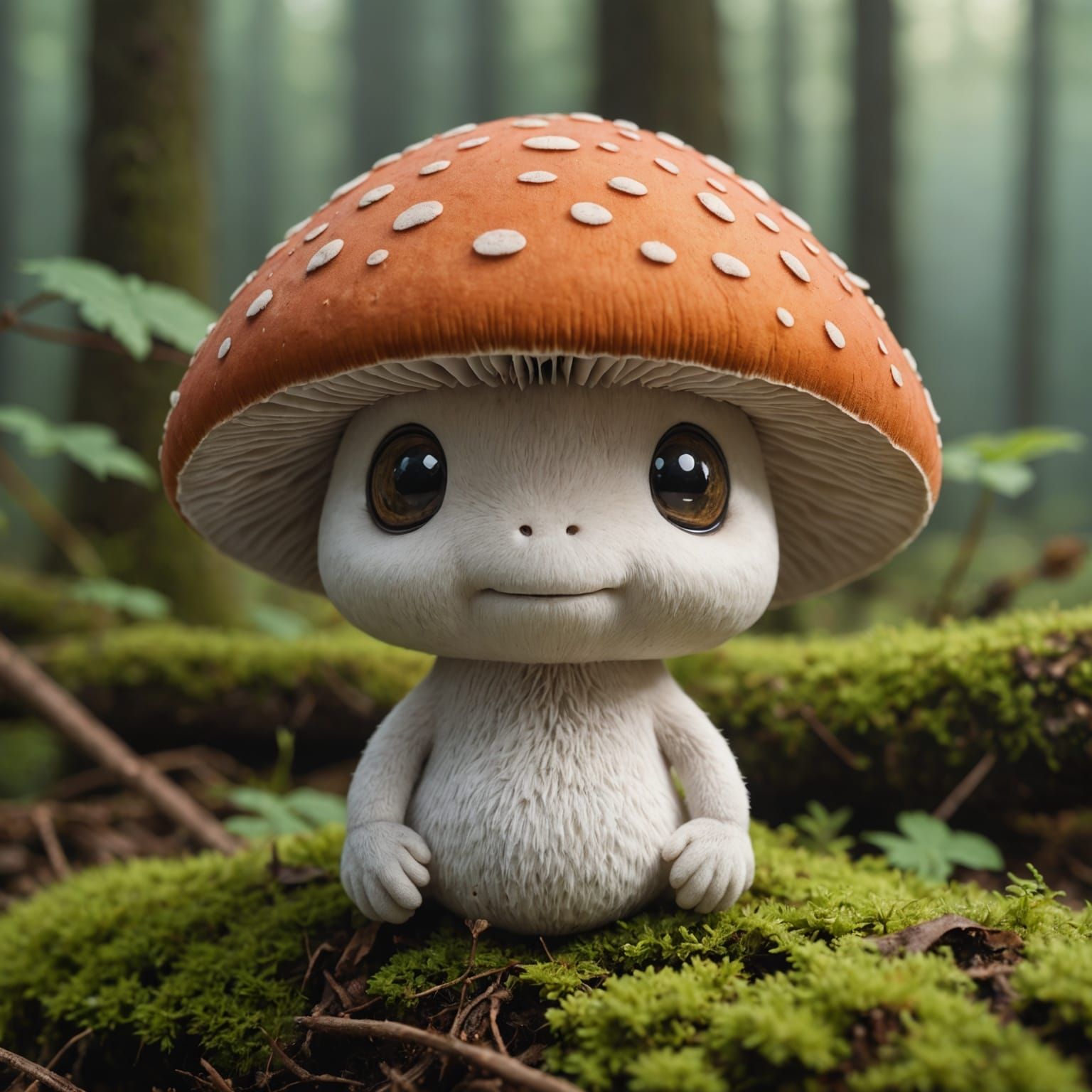 Cute Mushroom with an Endearing Gaze