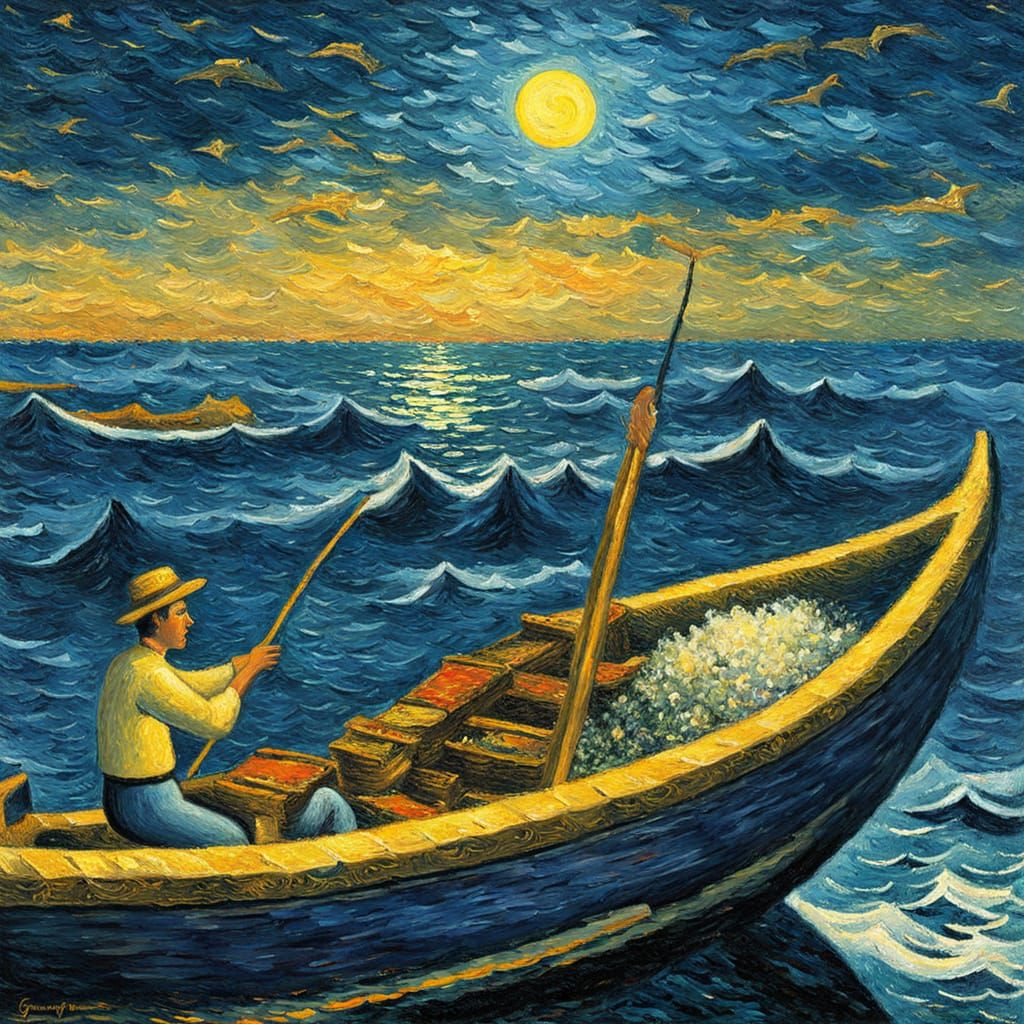 Night Fishing: An Expressionist Oil Painting
