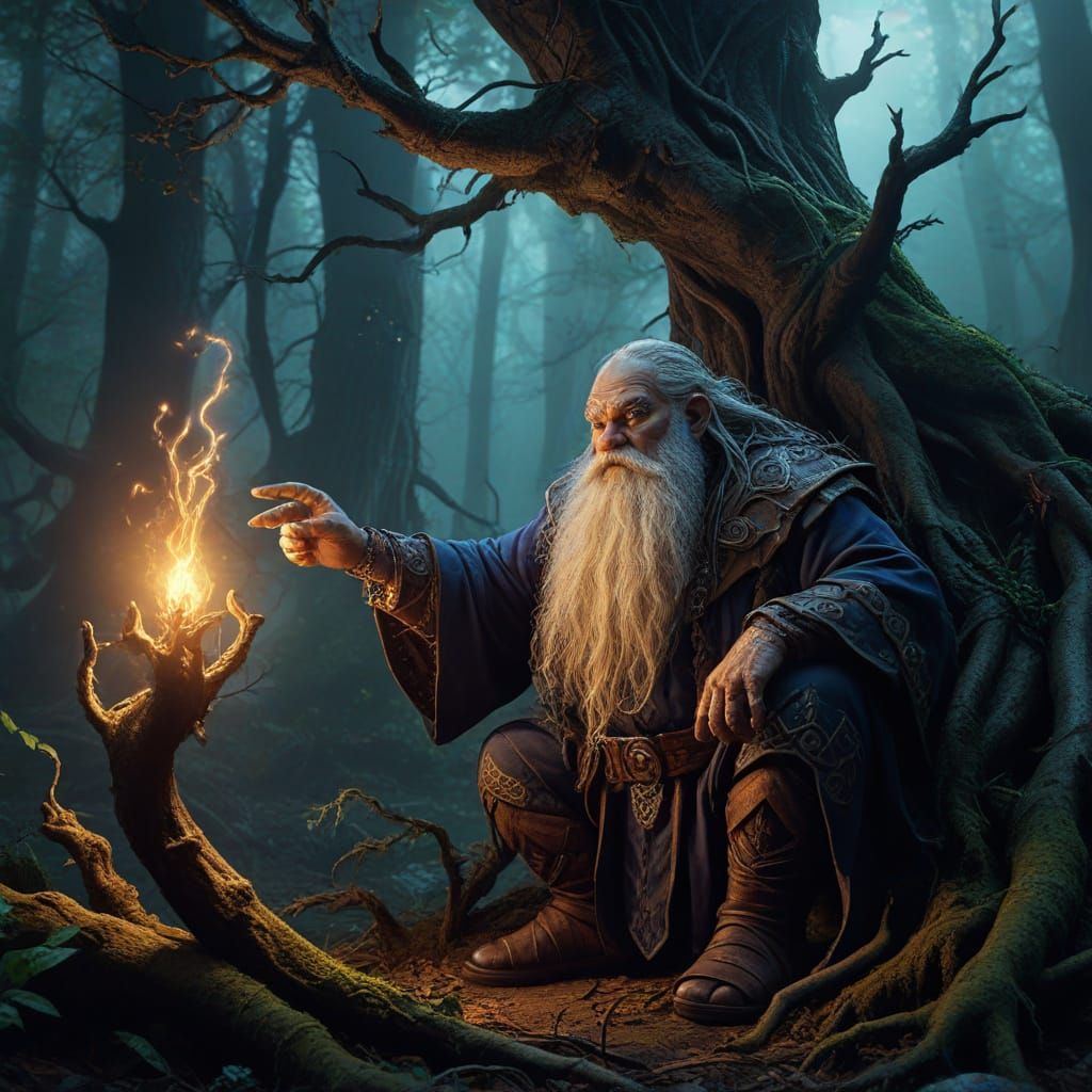 Dark Fantasy Wizard Dwarf in Greg Rutkowski Style