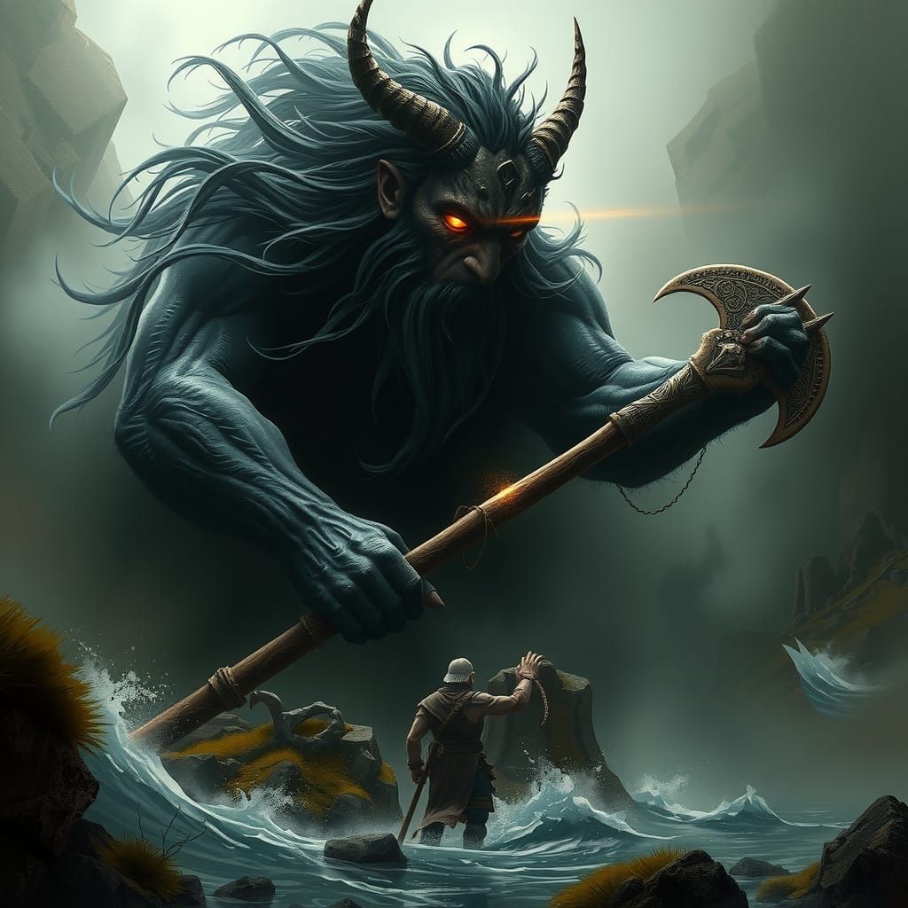 Balor, Celtic God of Death, Emerges from the Mist