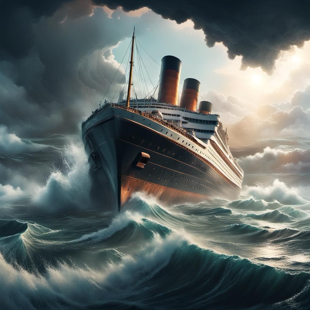 Ocean Liner Sinking in Whirlpool: Digital Matte Painting