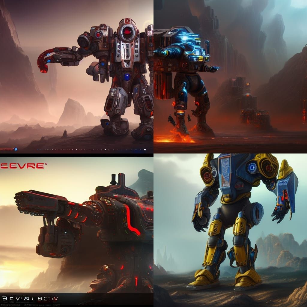 Detailed Servo-Battlesuit in Matte Painting Style
