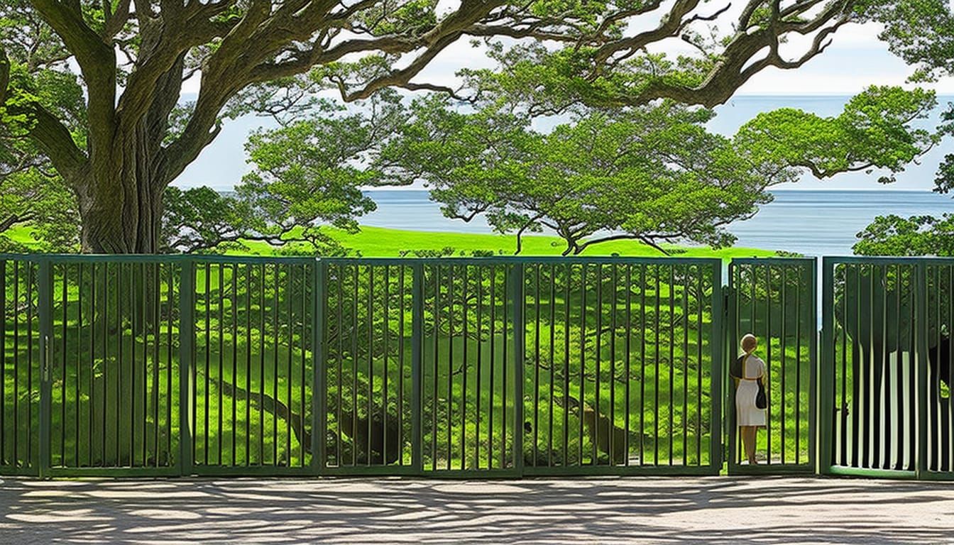 Ocean Gate with Women and Squirrel