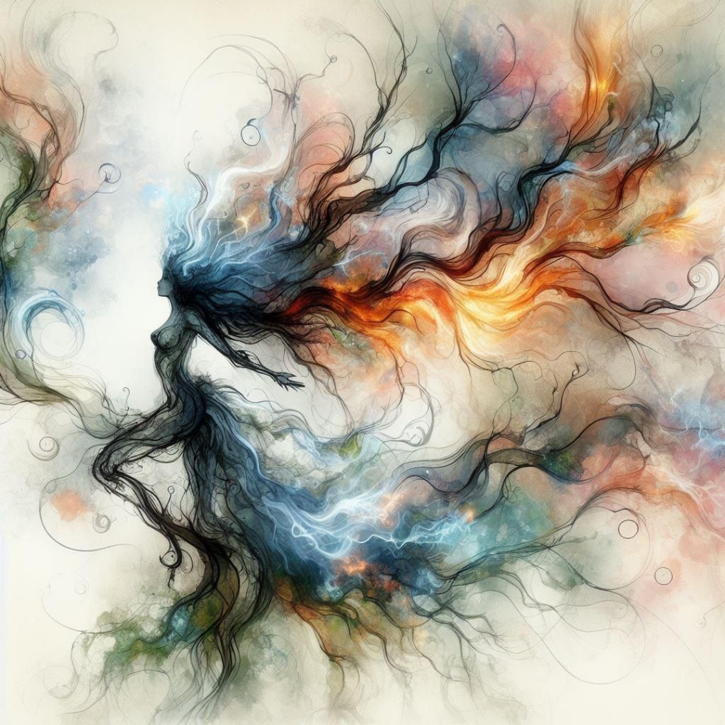 Ethereal Fire Pixies Guarding Ancient Treant