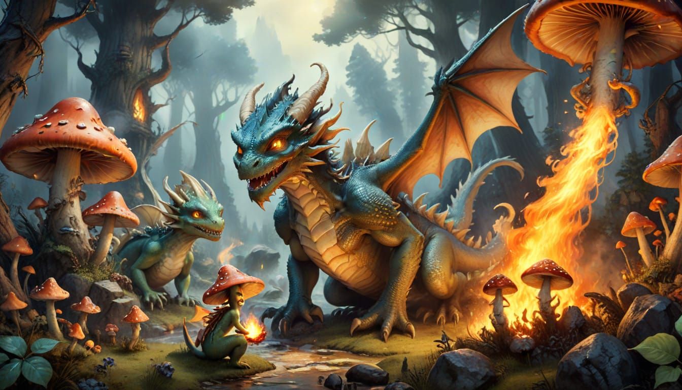 Friendly Dragons in a Whimsical Realm