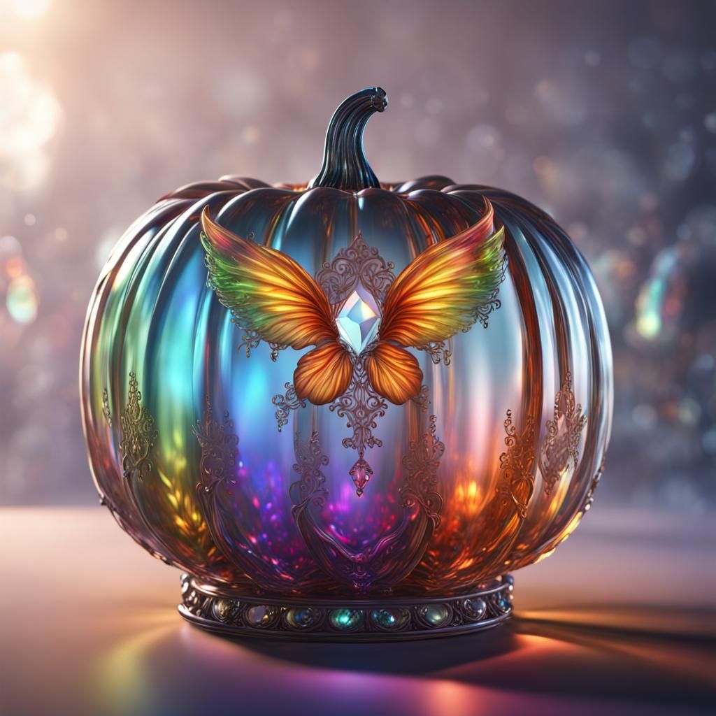 Crystal Glass Pumpkin with Rainbow Reflections