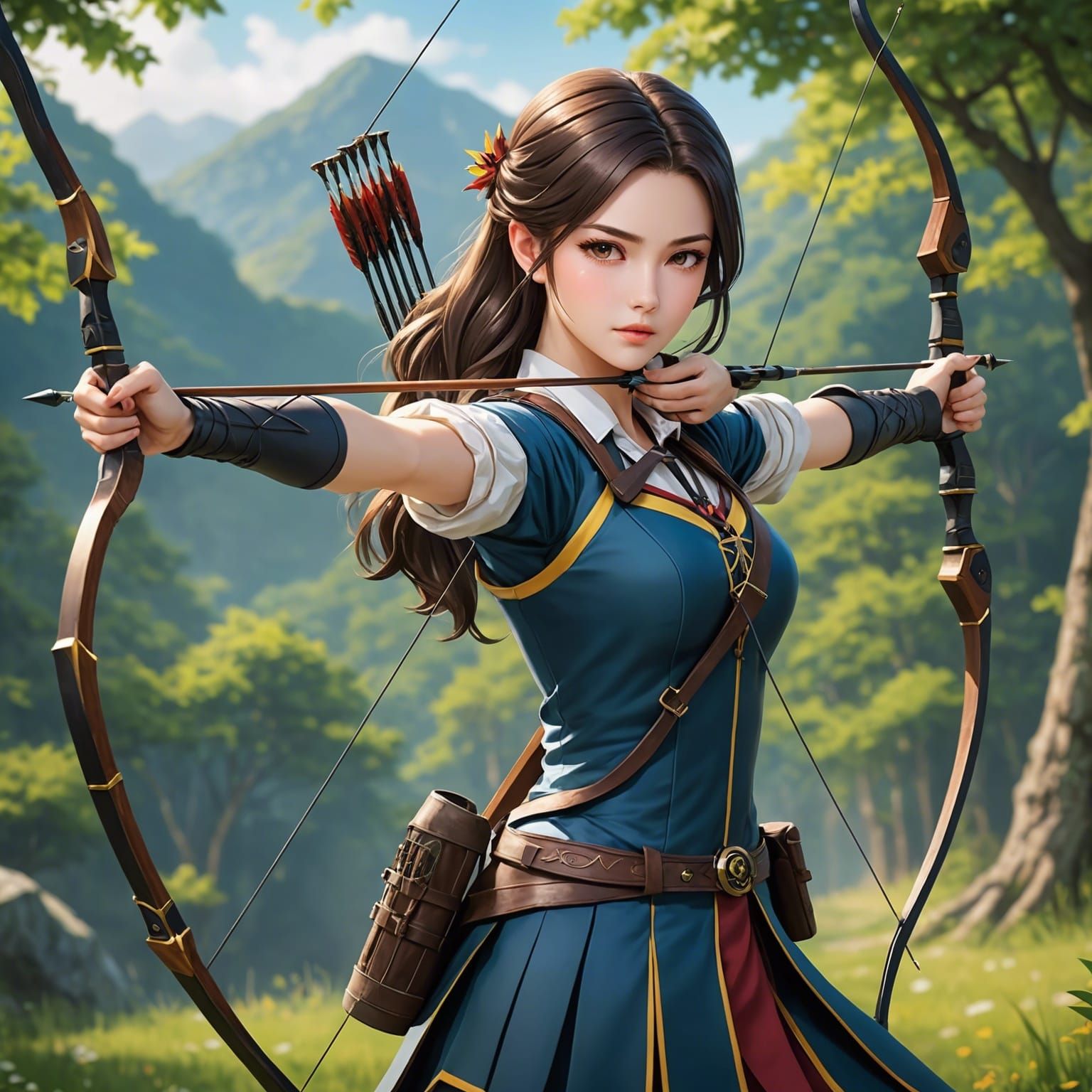 Anime Woman Archer Ready to Shoot