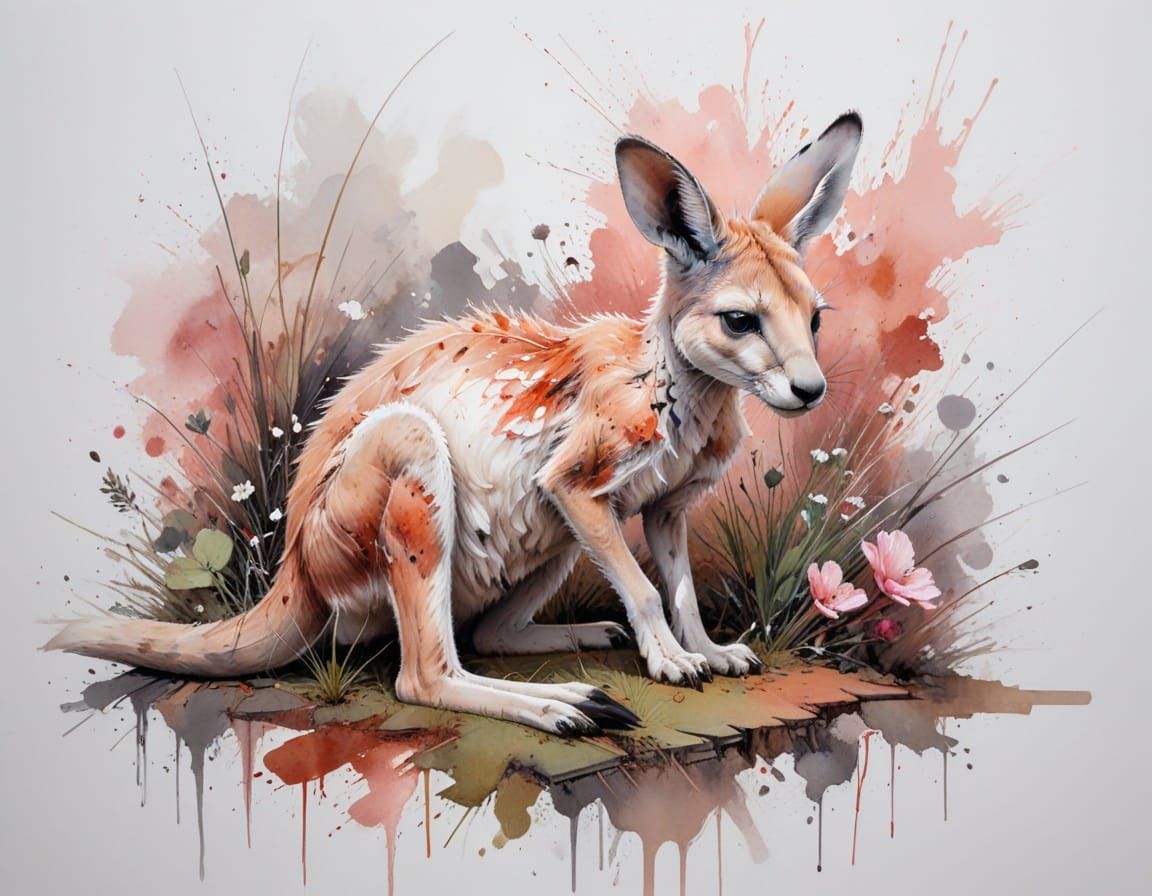 Red Kangaroo at Sunset on Dusty Plateau