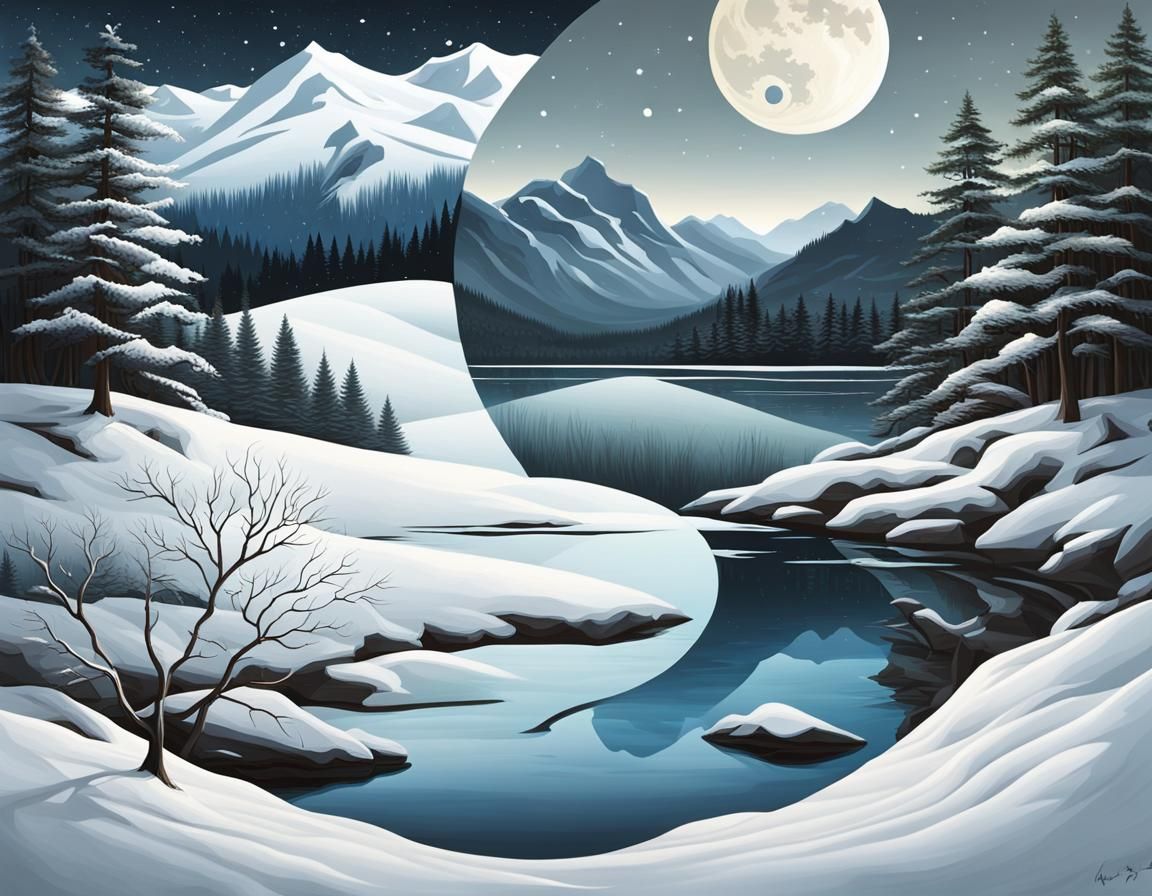 Yin Yang Symbol: Winter Night, Summer Day