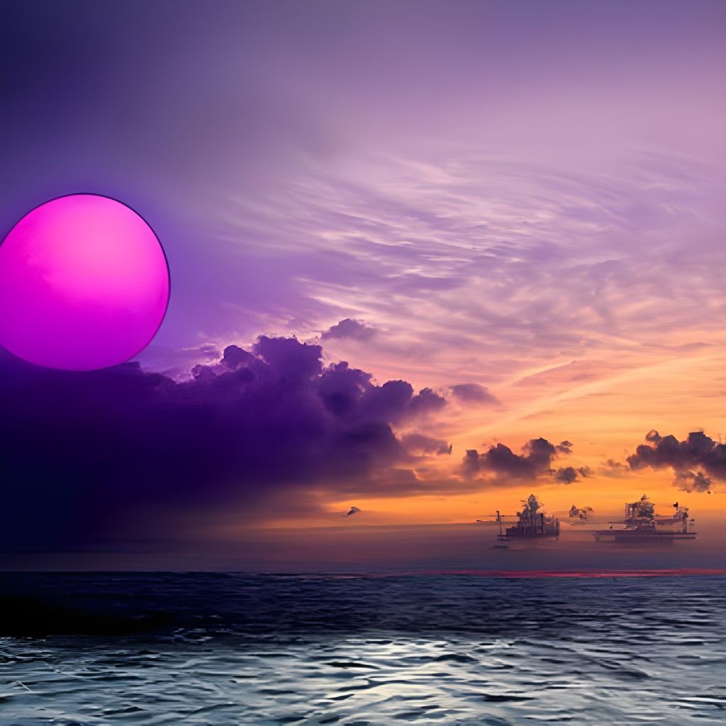 Purple Sunset at Sea: A Colorful Seascape
