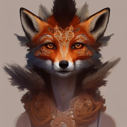 Anthropomorphic Fox Portrait in Horizon Zero Dawn Style