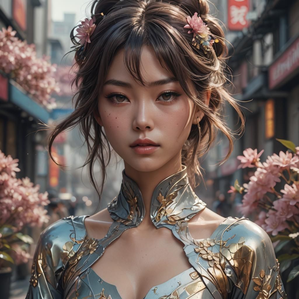 Japanese Supermodel Portrait in Muted Color Palette