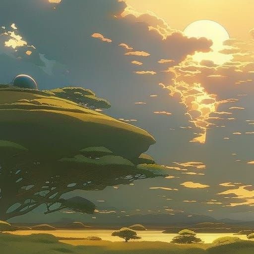 Peanut Butter Cityscape in Anime Key Visual Style