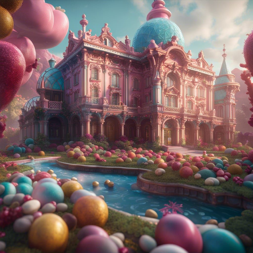 Candy Rococo Palace: Detailed Matte Painting