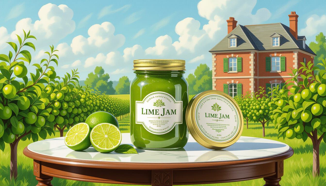 Luxurious Lime Jam Jar in Impressionist Style
