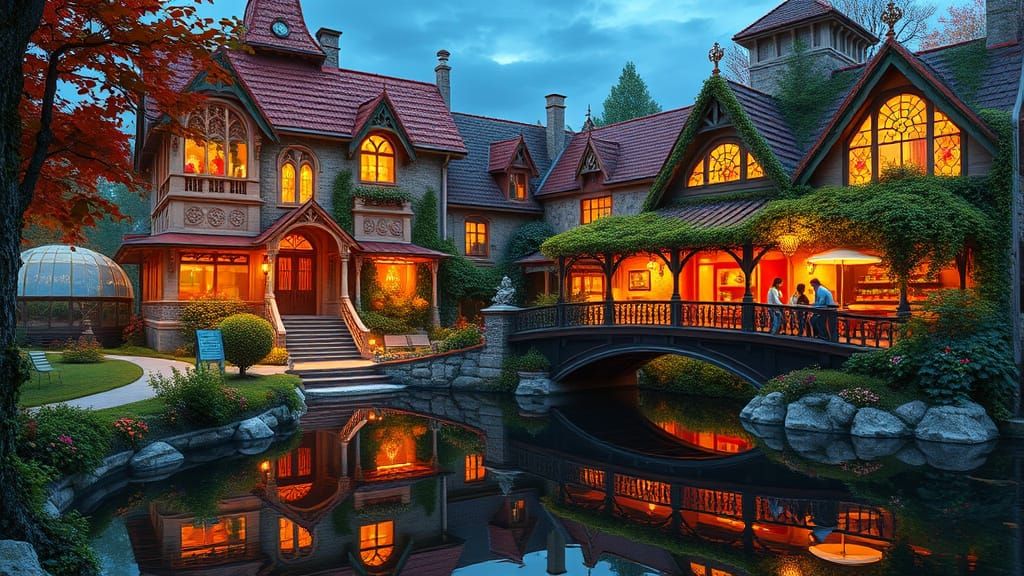 Whimsical Victorian Mansion Coffee Shop Oasis