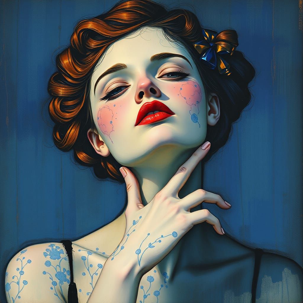 Expressionist Portrait of a Young Man in Blue