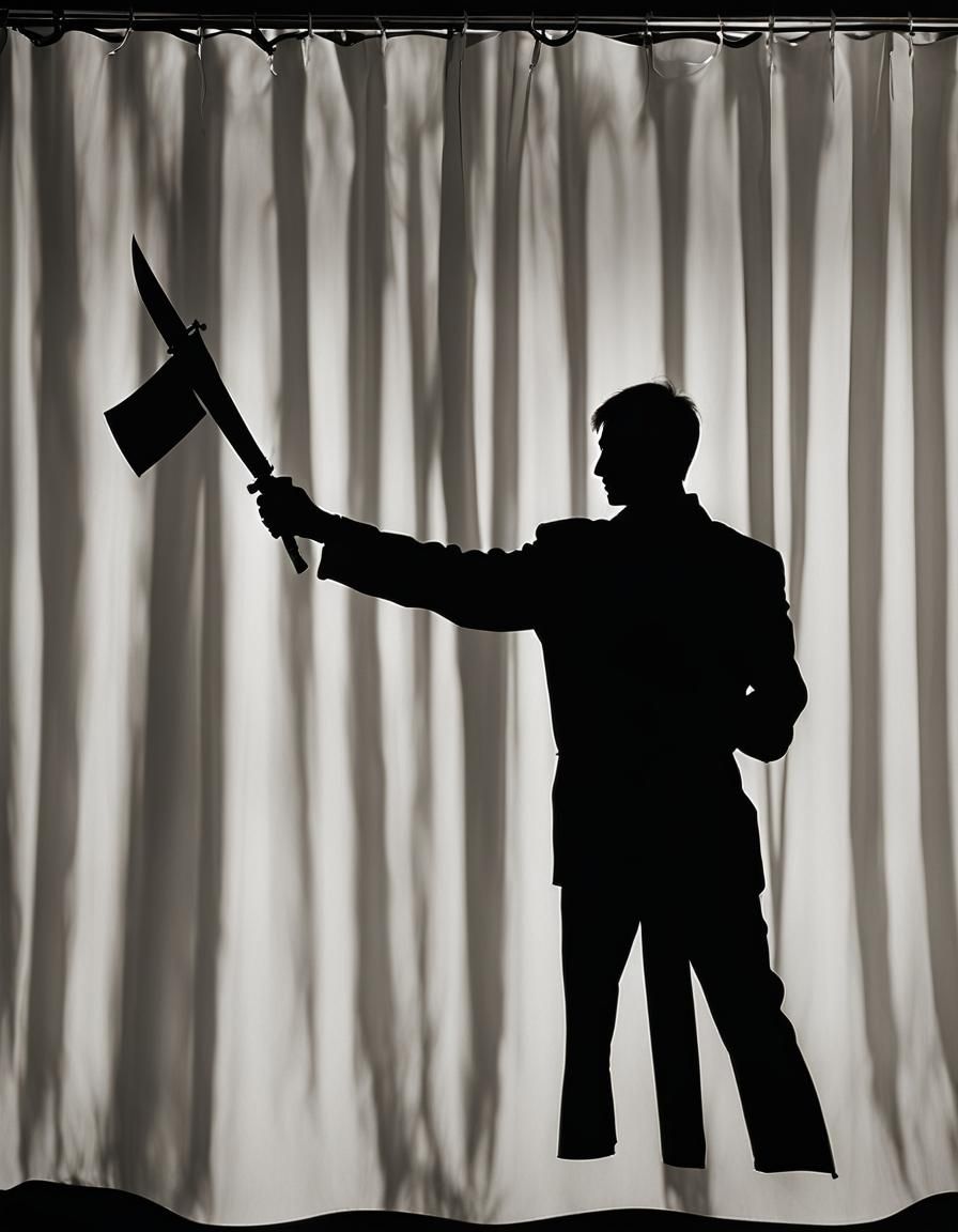 Norman Bates Silhouette Behind Shower Curtain