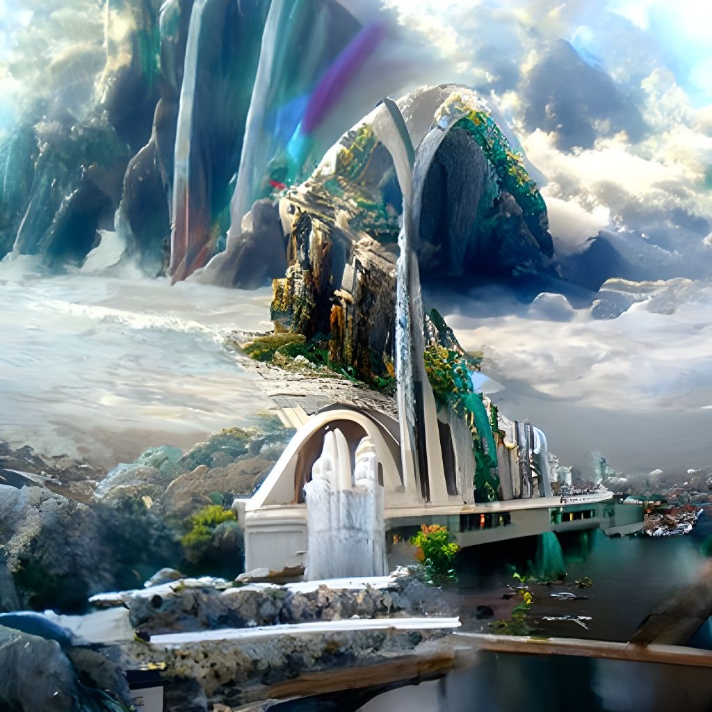 Asgard and the Rainbow Bridge in 8k