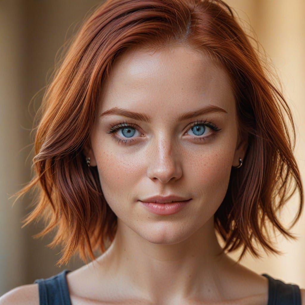 Photorealistic Portrait of a Red-Headed Woman
