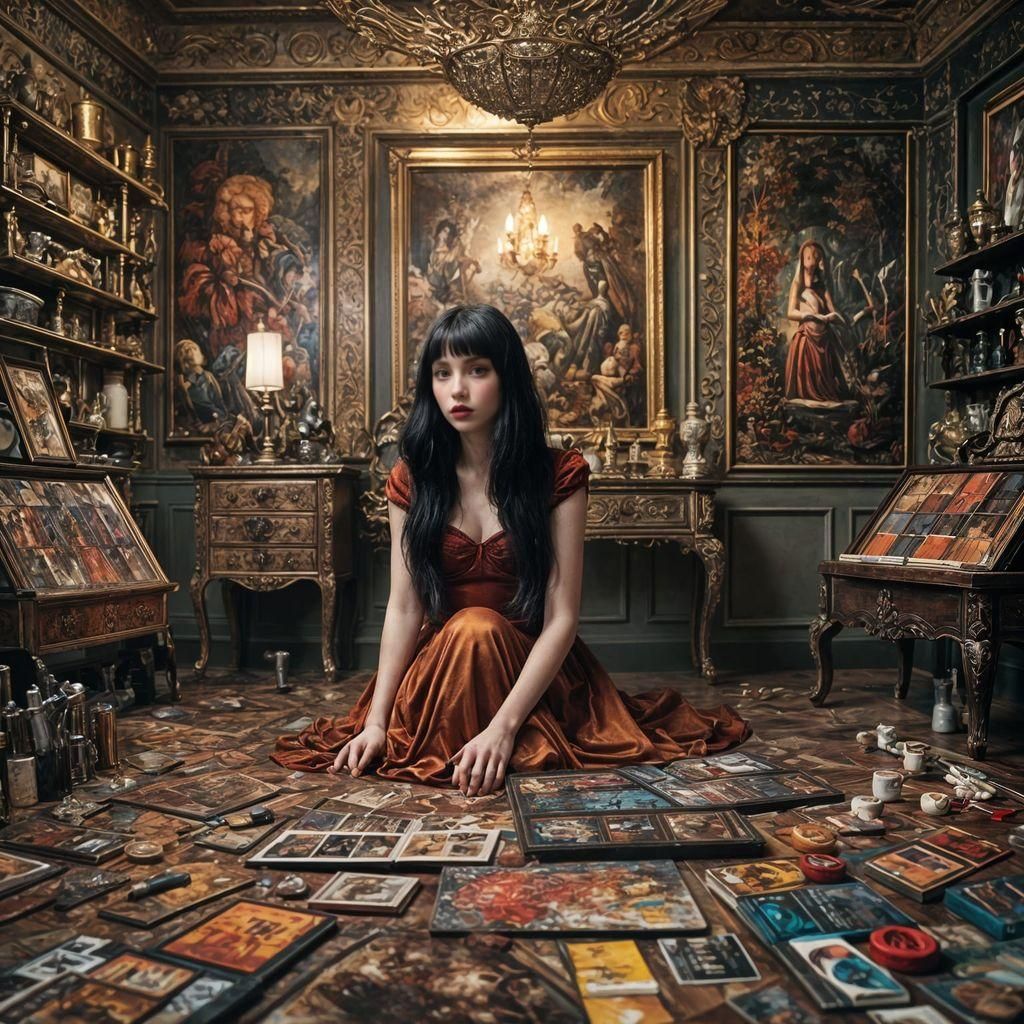 Young Woman Painting in Pop Surrealism Style