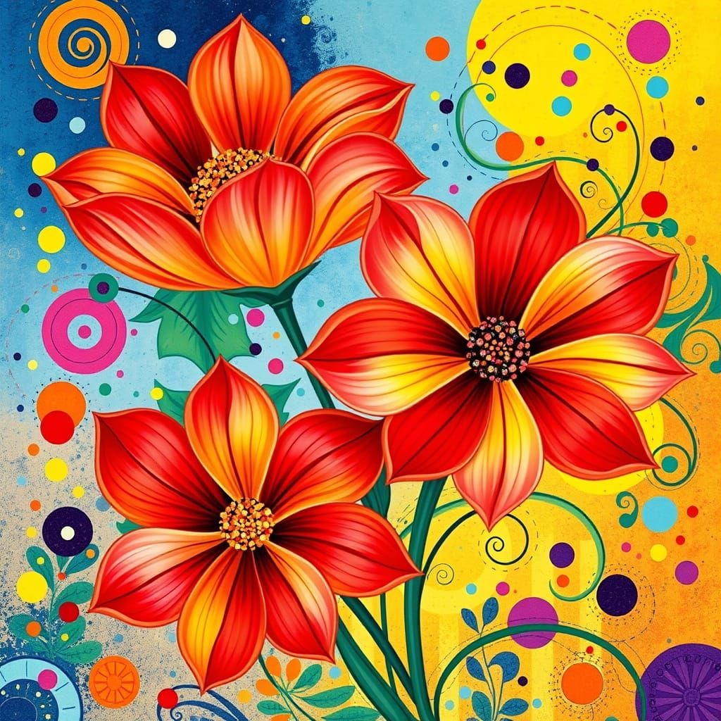 Vibrant Floral Wonderland in Whimsical Watercolor Style