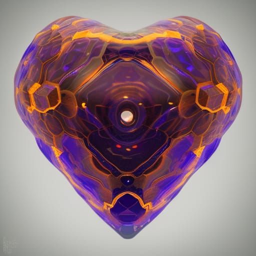 Heart Gemstone Fusion Portrait in 16-bit Style