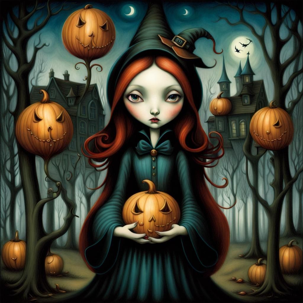 Whimsical Witch Portrait Inspired by Lacombe