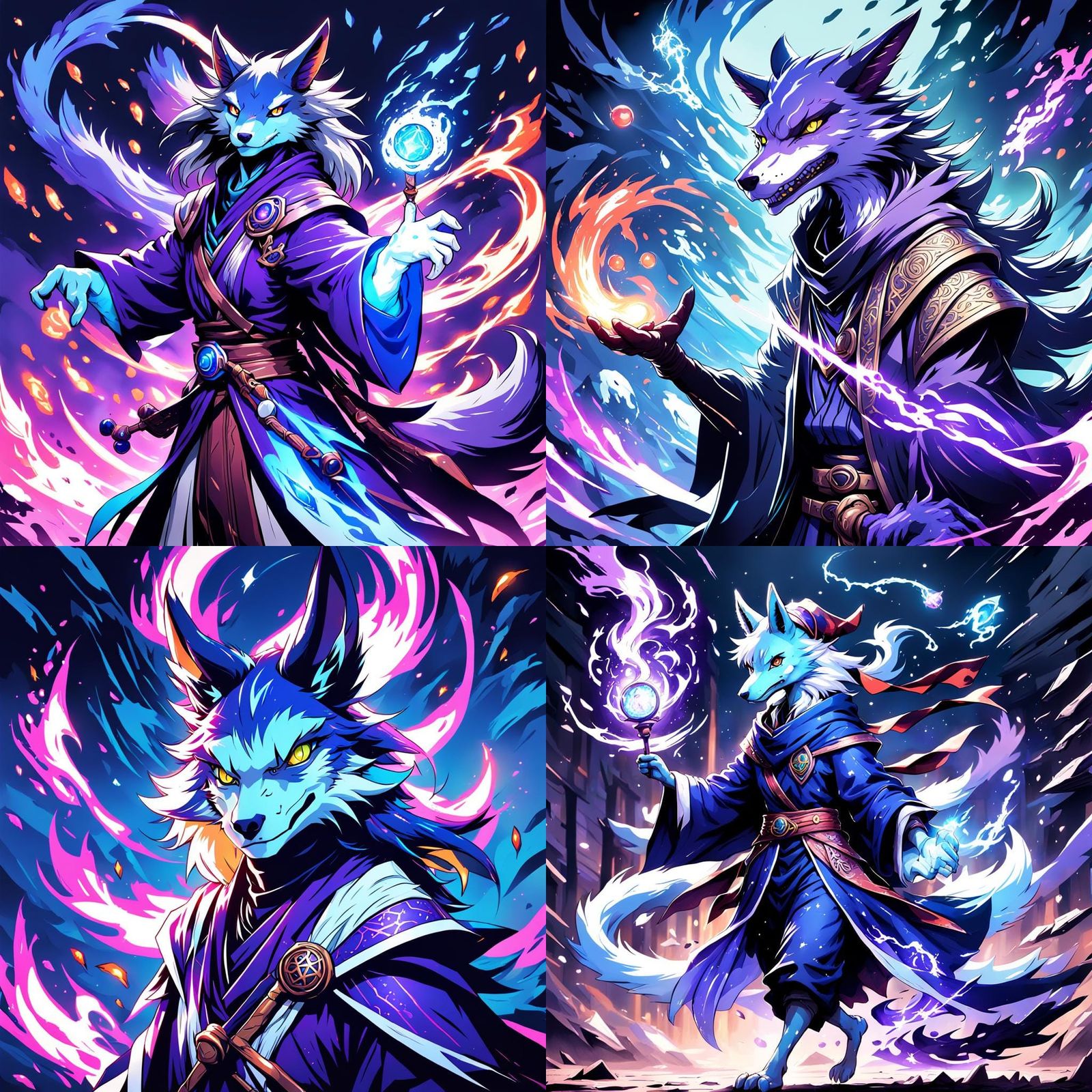 Epic Anthropomorphic Sergal Mage Casting Magic