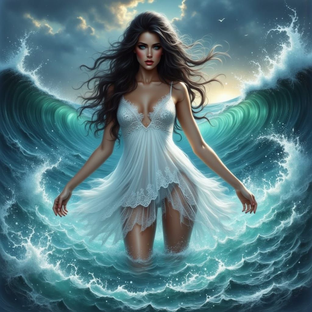 Bioluminescent Woman with Scorpio Gaze in Dark Fantasy Style