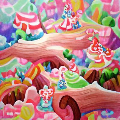 Kawaii Candyland Forest in Gouache Style