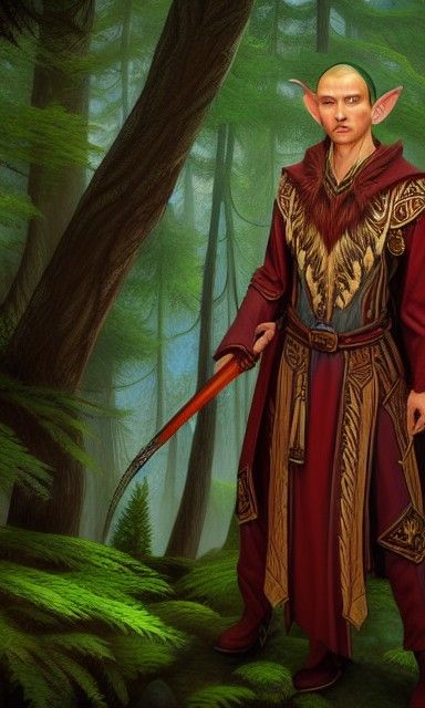 High Elf Druid Portrait with Global Illumination