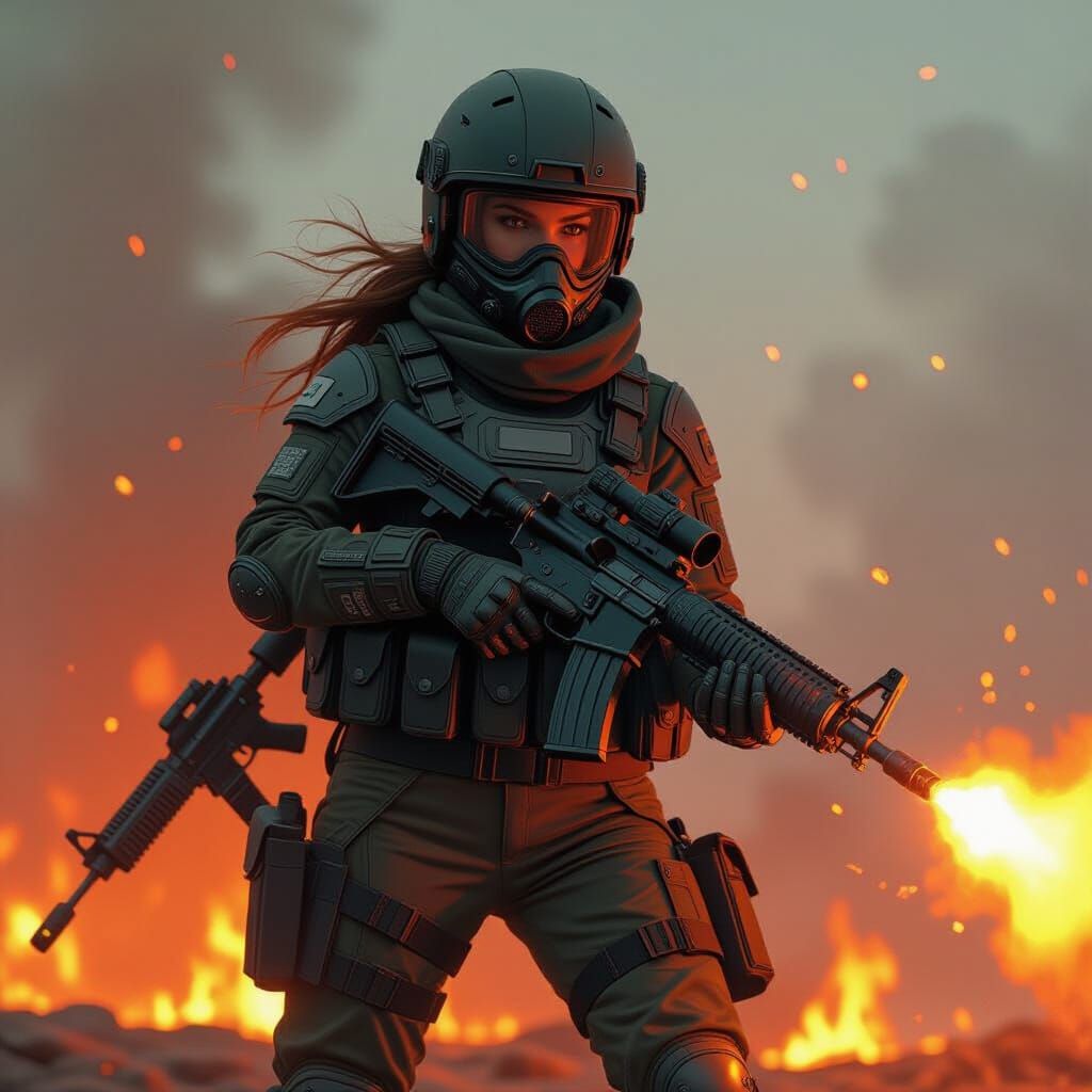 Flaming Grenadier: Dystopian Combat Scene