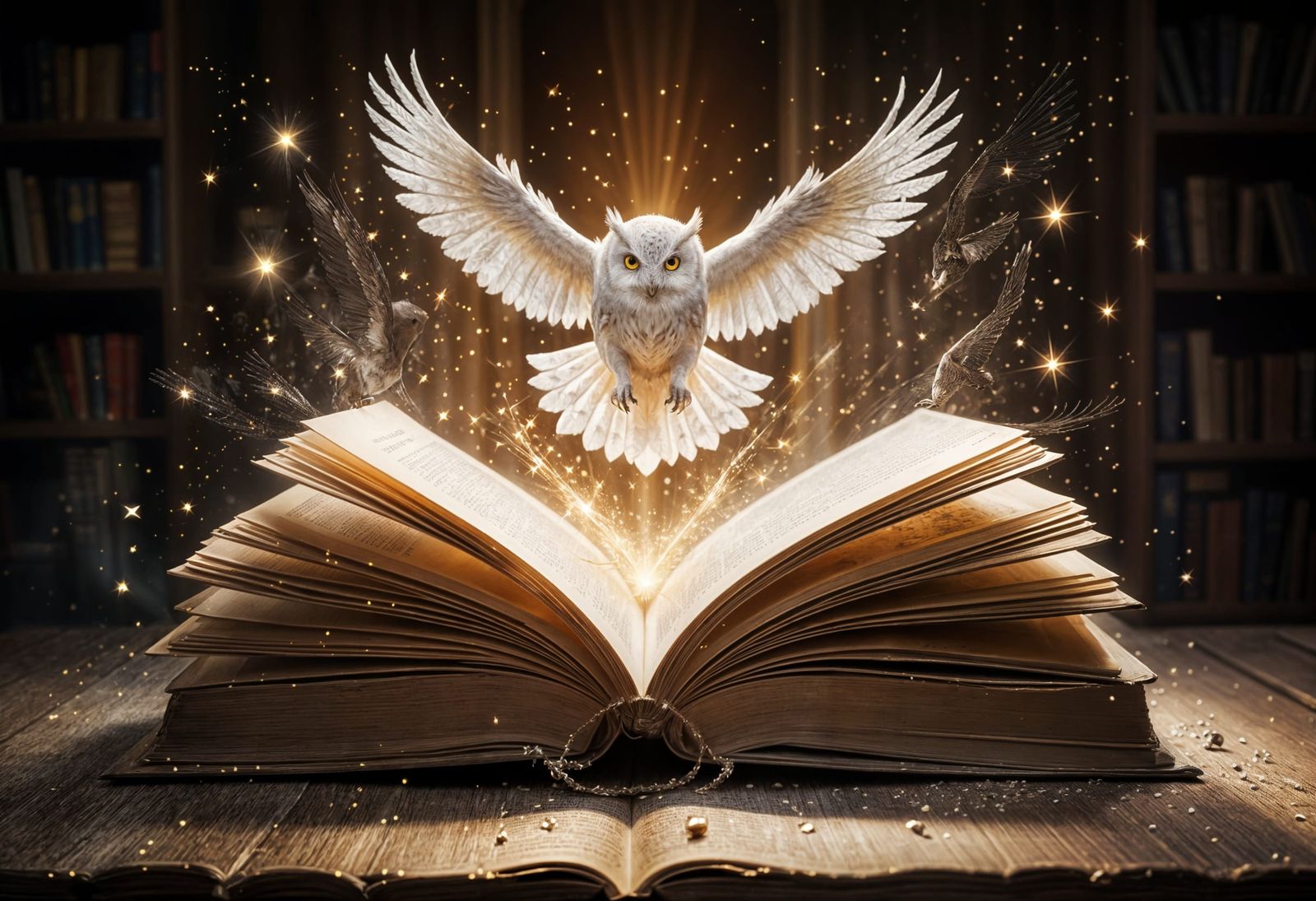 Enchanted Book of Whispers in Magical Library