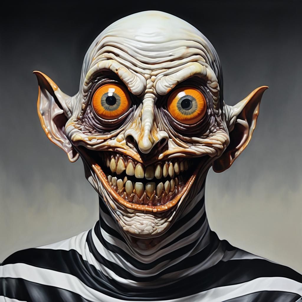 Hyper Surreal Ink Character with Exaggerated Features