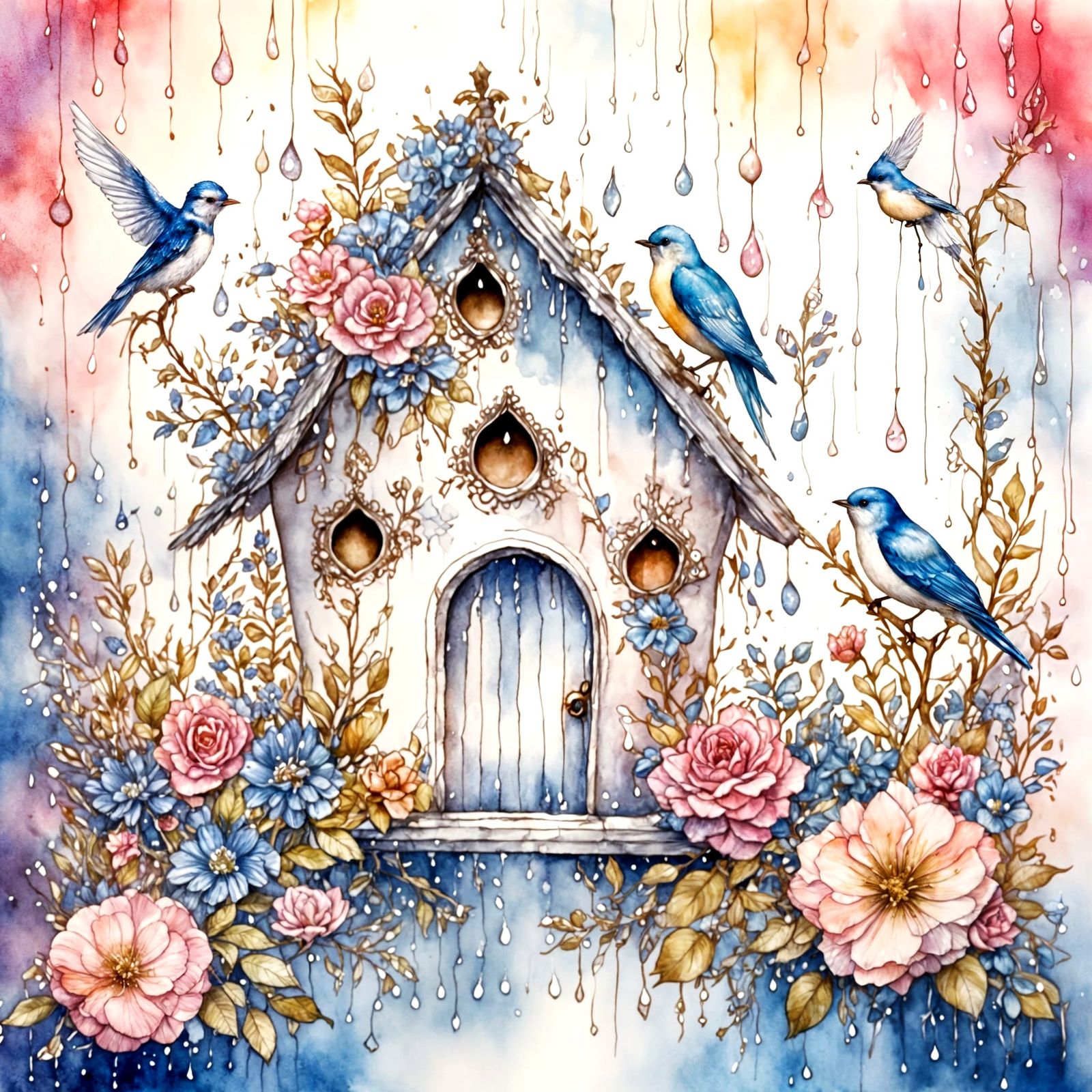 Illuminated Birdhouse with Peace Banner