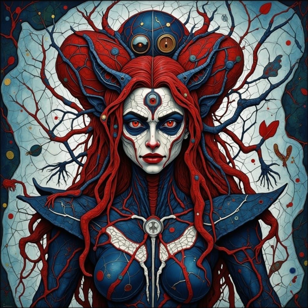 Queen of Hearts as Spider Goddess: Hyperrealistic Art