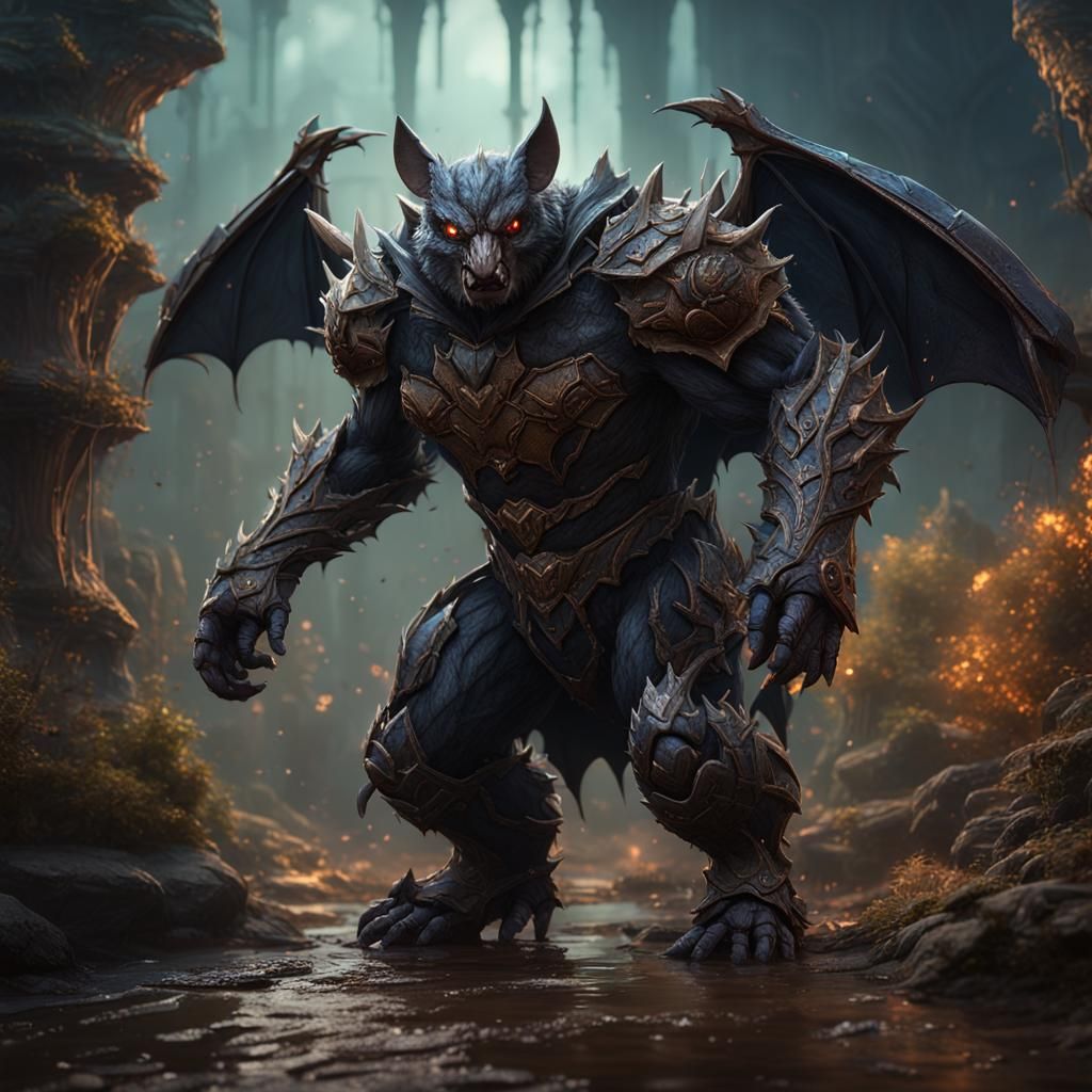 Fantastical Badger Bat Golem Concept Art