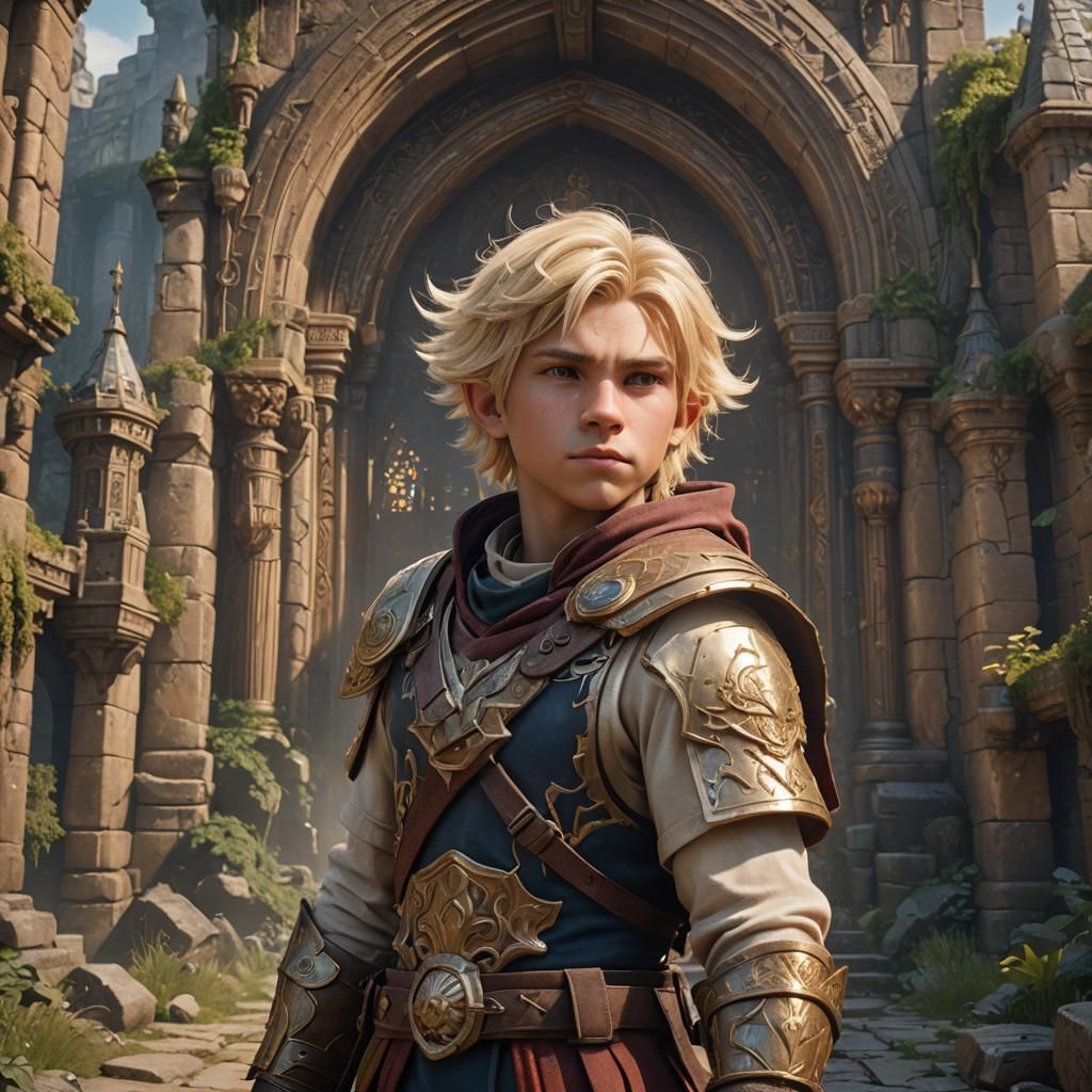 Blond Boy Matte Painting in Fantasy Style