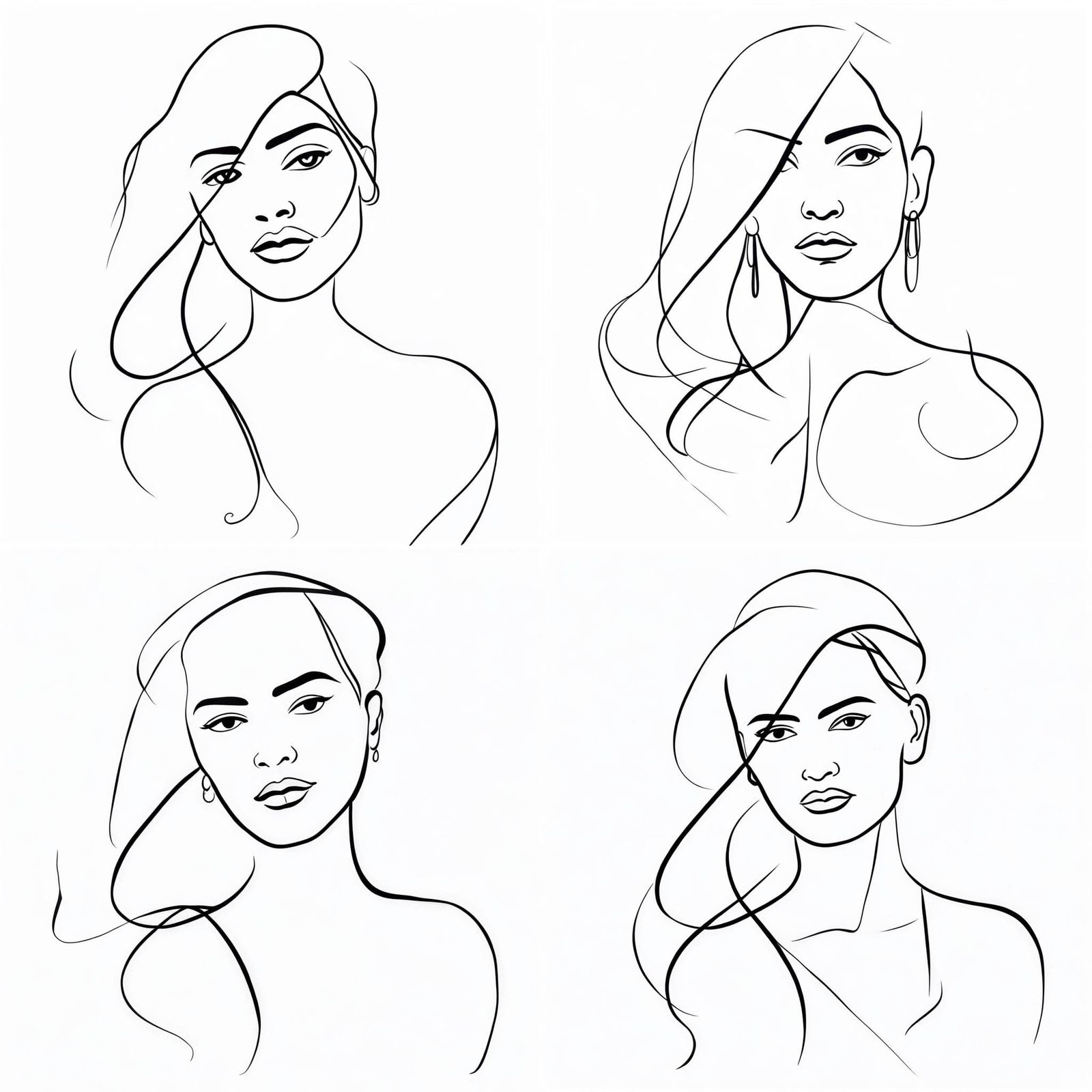 Minimalist Line Art Portrait of Frida Kahlo