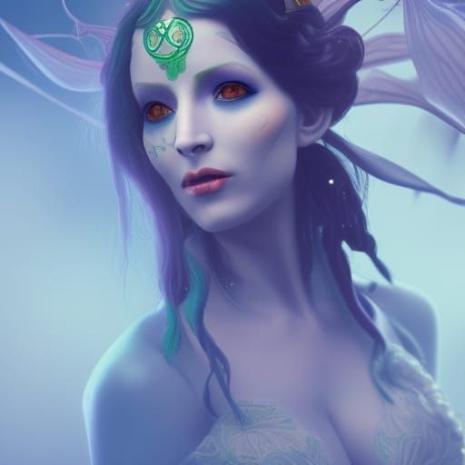 Art Nouveau Portrait: Lady Organa with Green Hair