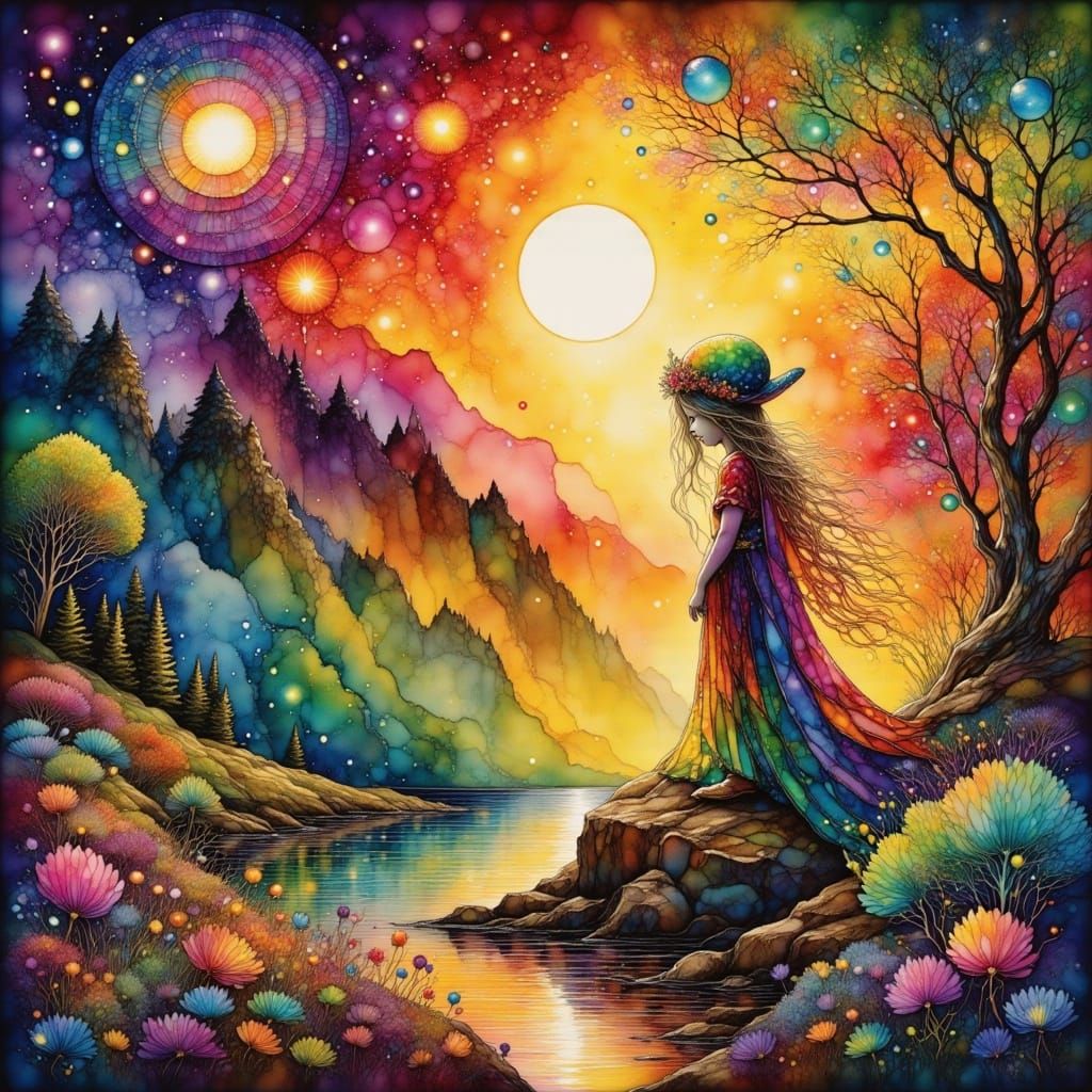 Abstract Portrait in Ink Poet Style