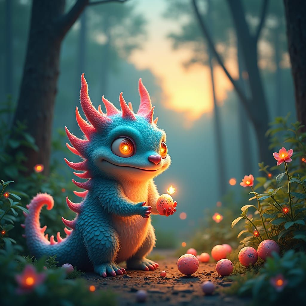 Magical Monster Handing Out Treats at Dusk