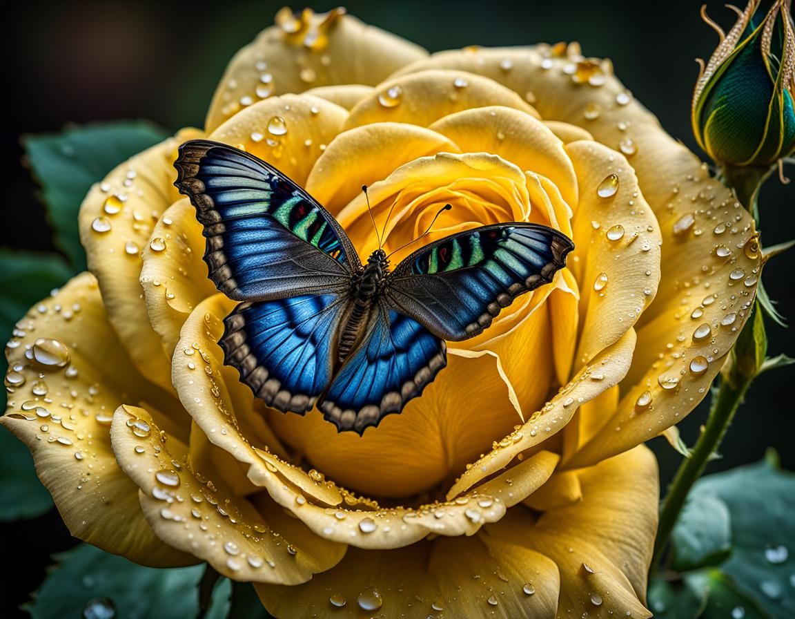Yellow Rose Seen Through Butterfly Wings