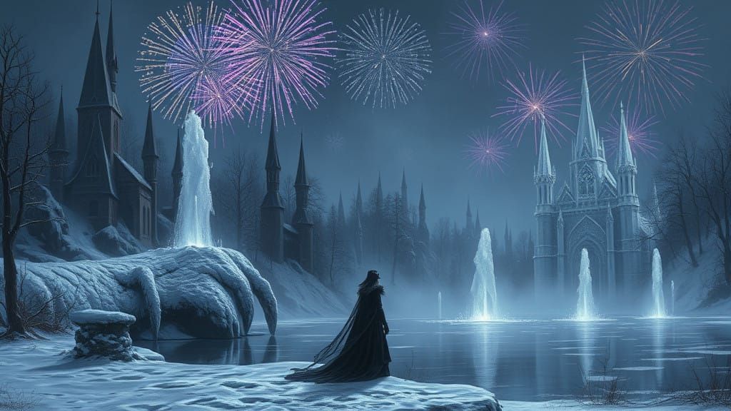 Ethereal Gothic Winter Scene in Dark Fantasy Style