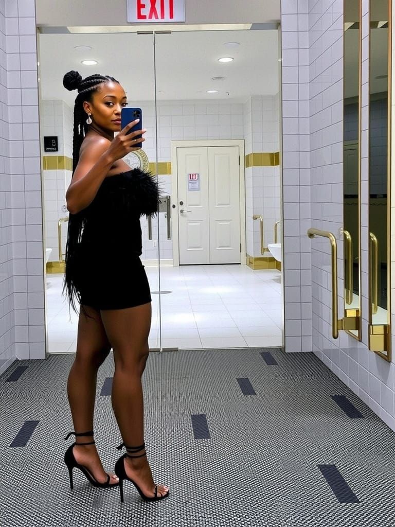 Woman's Mirror Selfie in Art Deco Style