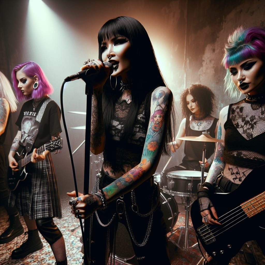 All-Female Goth Band Performing on Stage