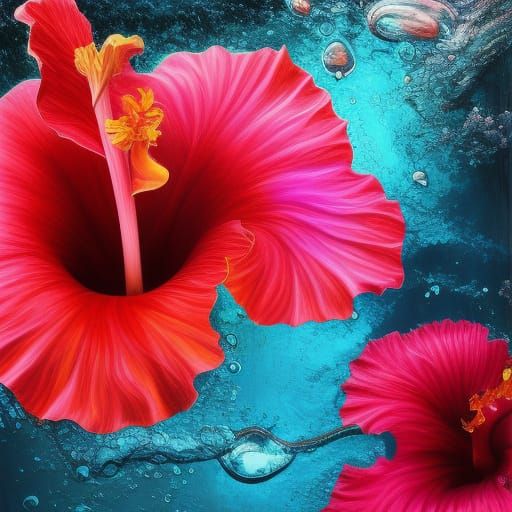 Exotic Hibiscus in Detailed Matte Painting Style