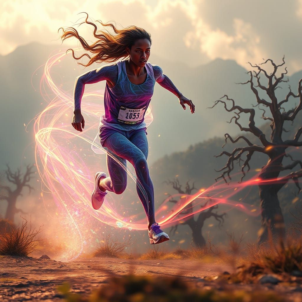 Ethereal Champion in a Whirlwind of Color